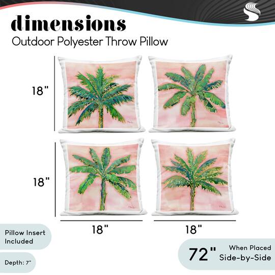 Stupell Industries 18" x 18" Pink Summer Palm Tree Leaves Outdoor Print Throw Pillow Set